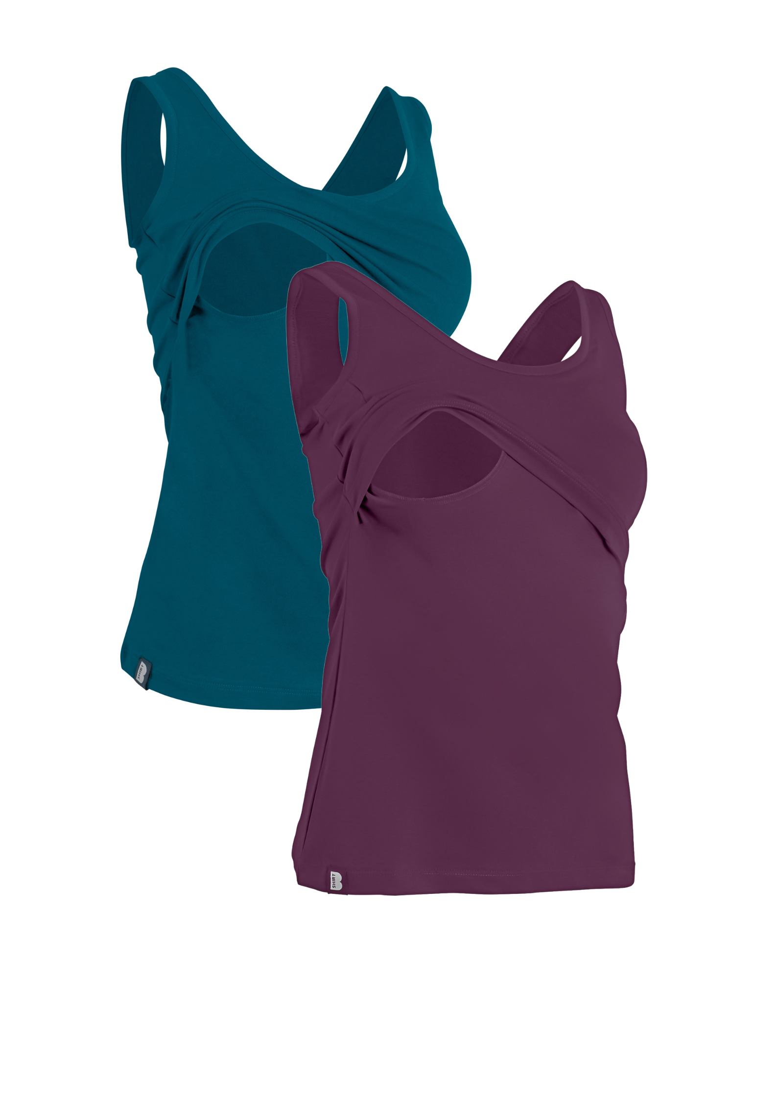 Bshirt Nursing Vest - Twin Pack -Teal & Plum