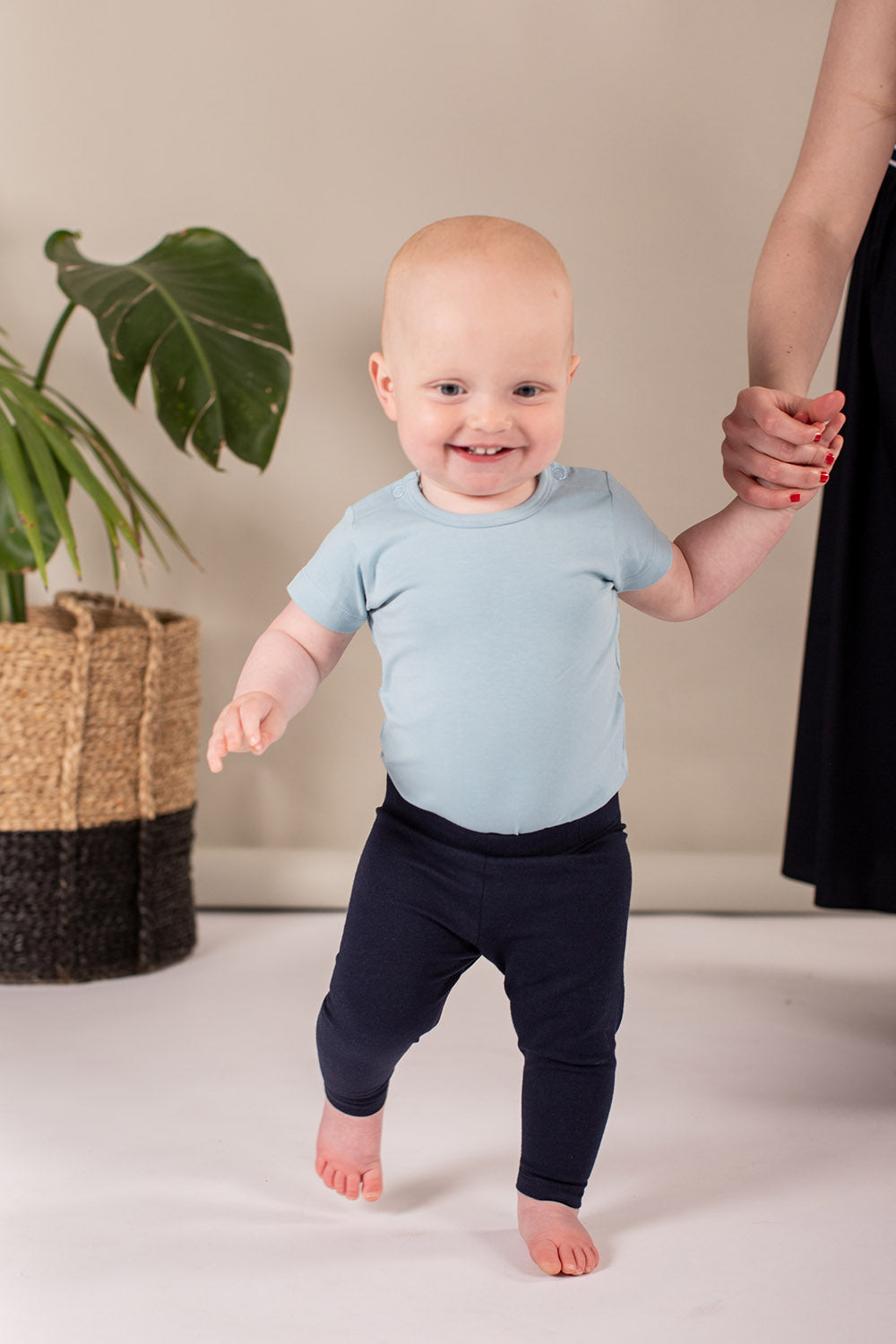 Organic cotton baby clothes baby leggings blue