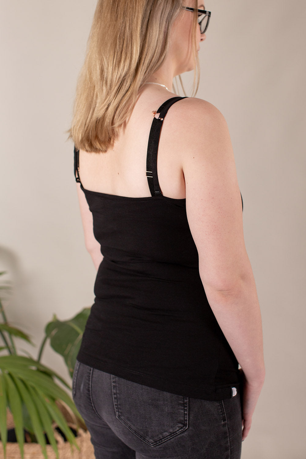 BSHIRT NURSING STRAPPY VEST IN BLACK