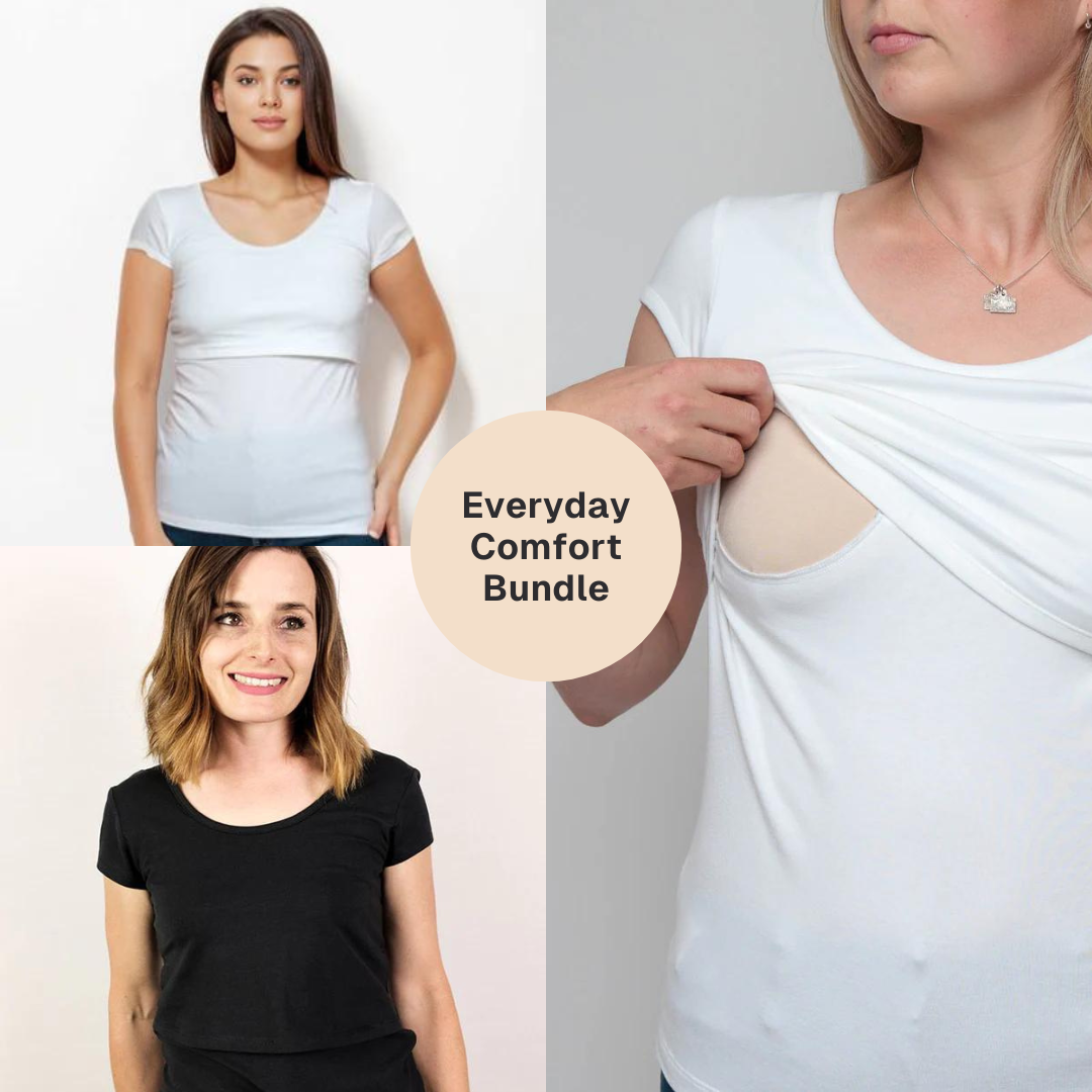 Bshirt Nursing short sleeve t-shirt Twin Pack- Black & White