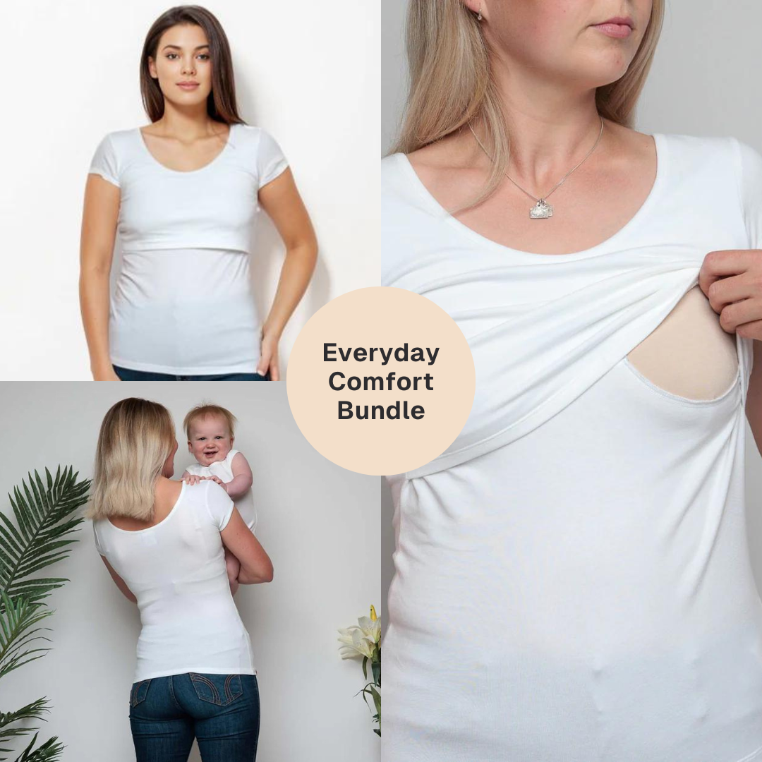 Bshirt Nursing short sleeve t-shirt Twin Pack- White & White