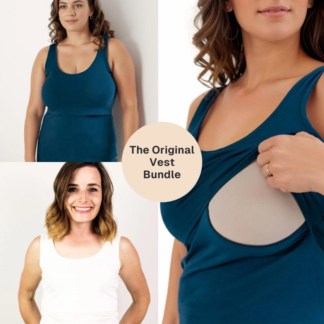 Bshirt Nursing Vest - Twin Pack -White & Teal