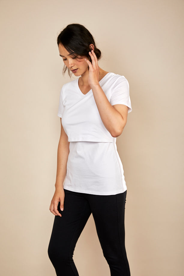 Bshirt Nursing V Neck T-shirt in White