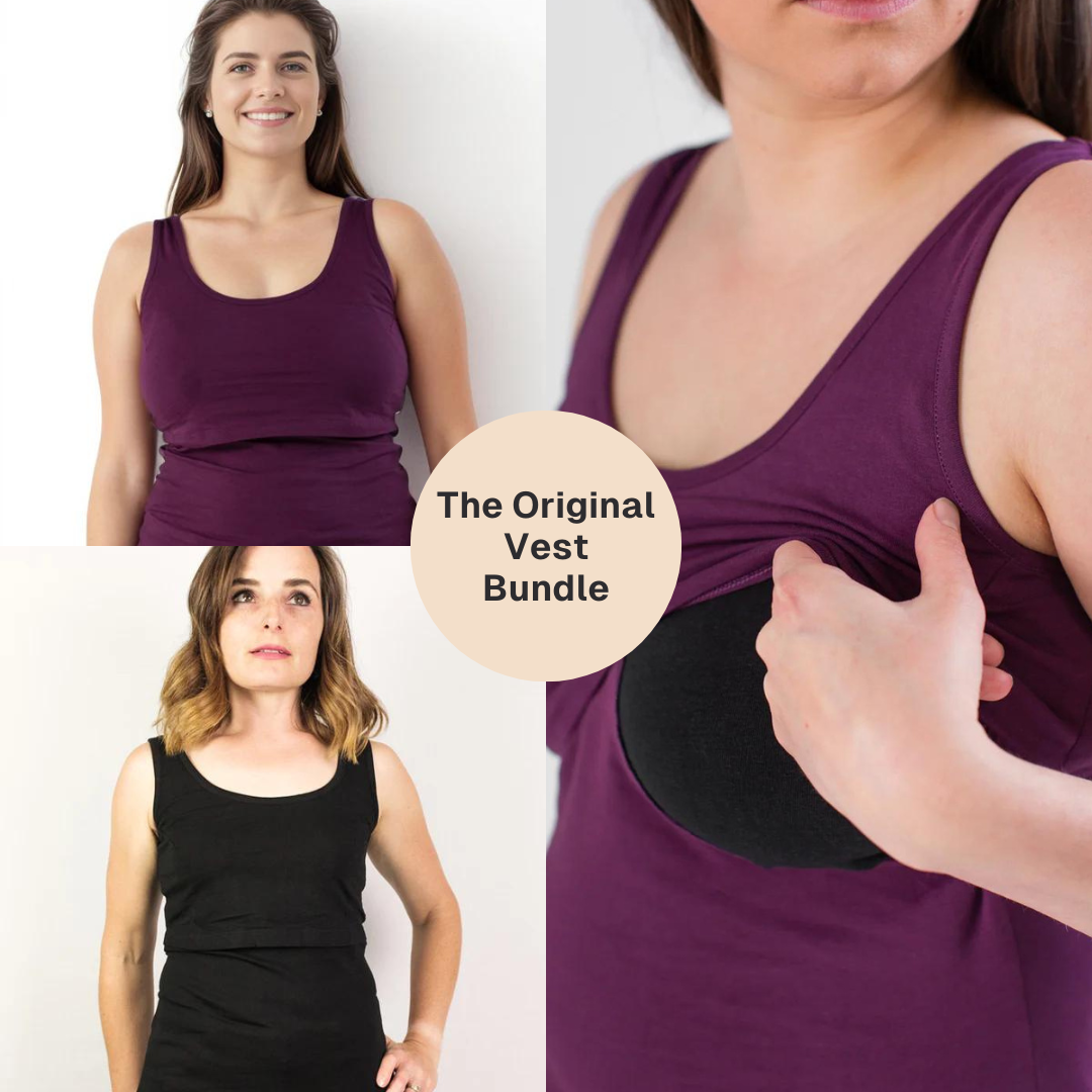 Bshirt Nursing Vest - Twin Pack -Black & Plum