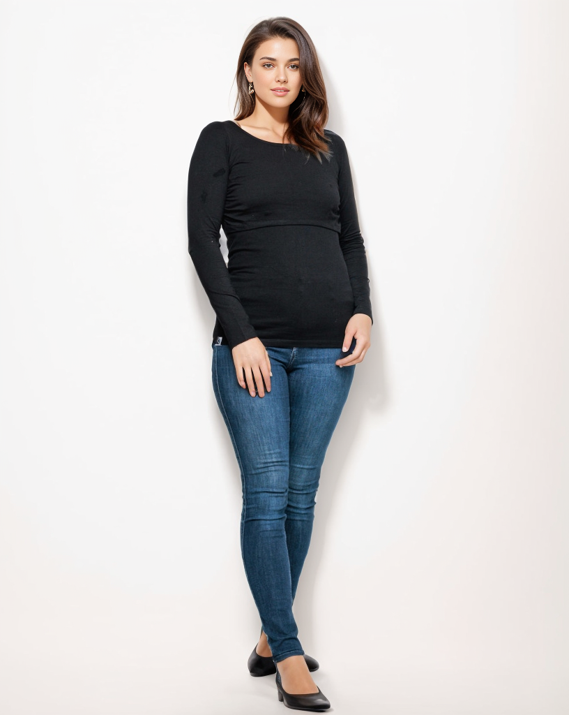 Nursing long sleeve t-shirt in Black