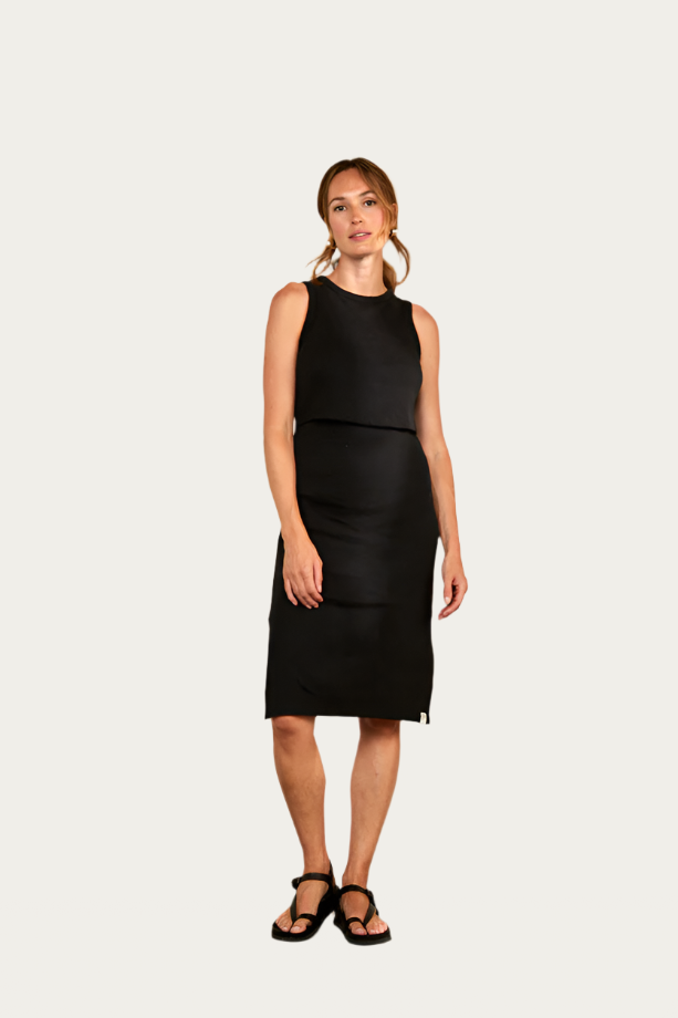 Organic Cotton Nursing Dress | No Clips or Zips | Perfect Fit for Busy Mums  | Black