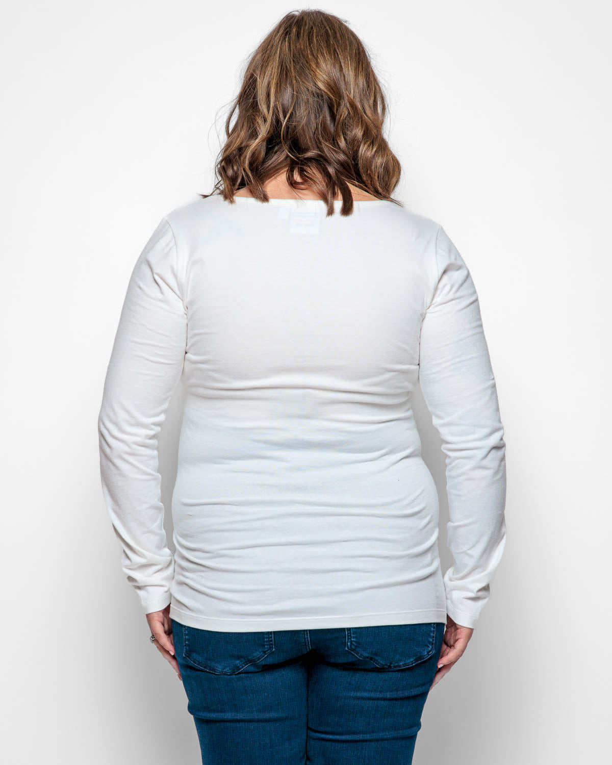 Maternity Long Sleeve Top in White Organic Cotton for pregnancy