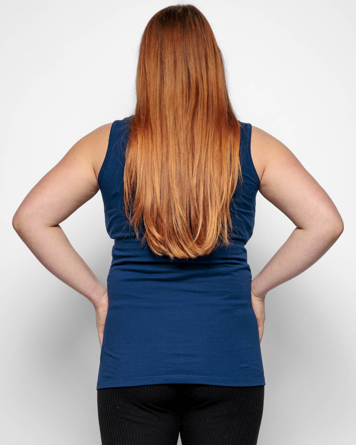 Maternity Vest Top in Navy Blue Organic Cotton for pregnancy