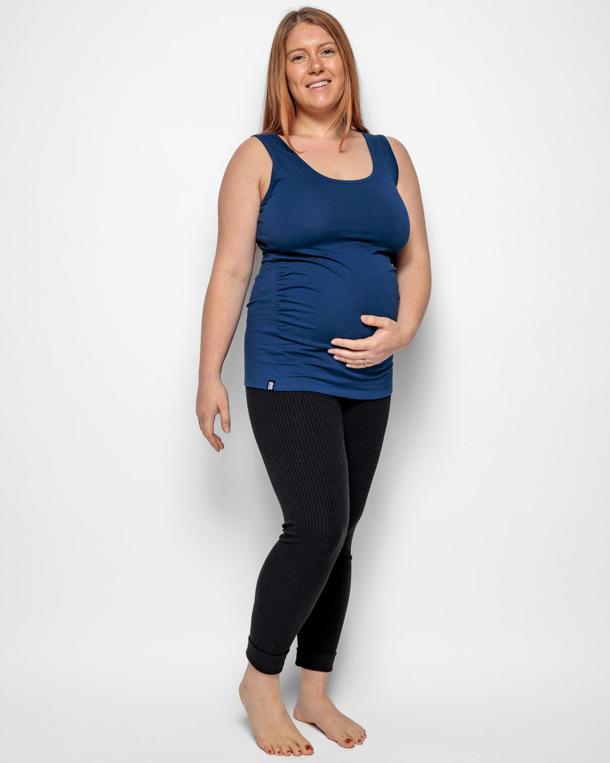 Maternity Vest Top in Navy Blue Organic Cotton for pregnancy