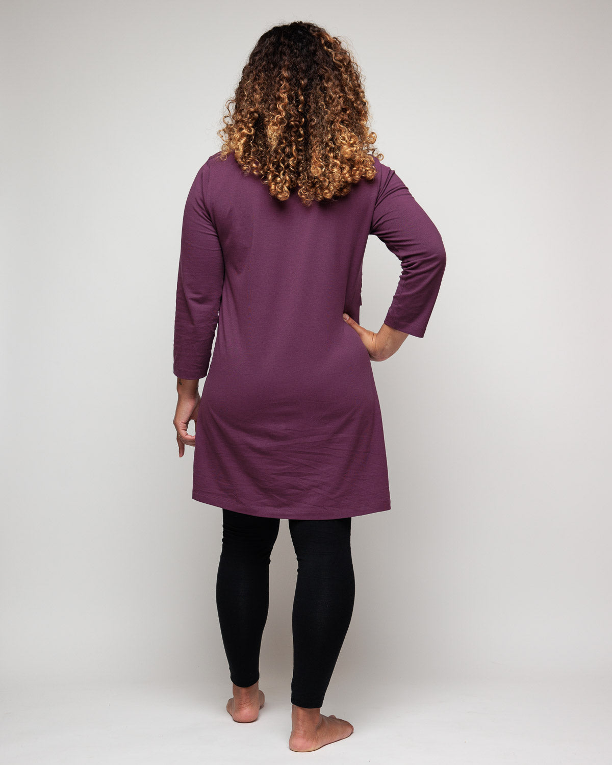 Nursing Breastfeeding Tunic Dress in Purple Plum Organic Cotton