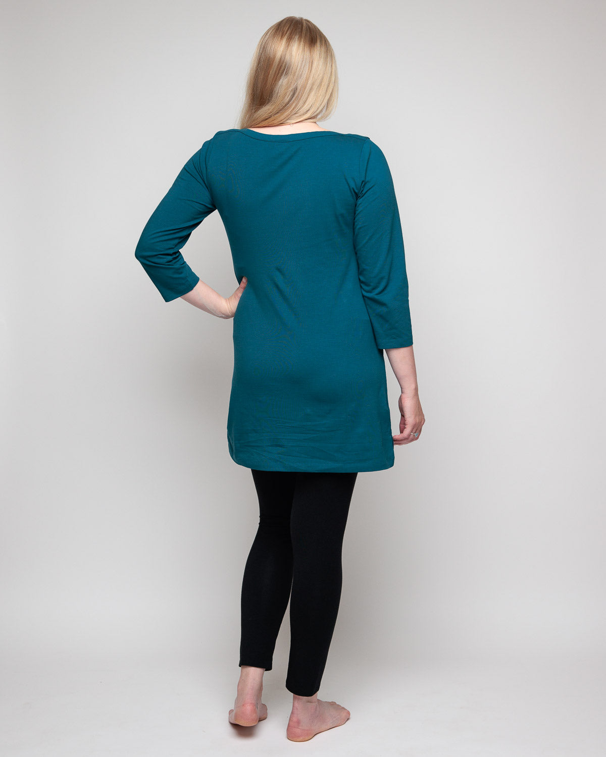 Nursing Breastfeeding Tunic Dress in Teal Organic Cotton