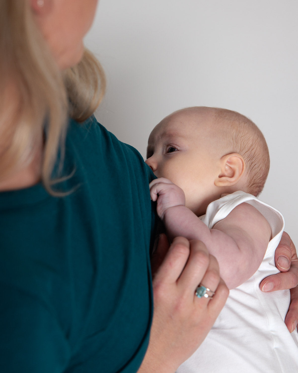 Nursing Breastfeeding Tunic Dress in Teal Organic Cotton