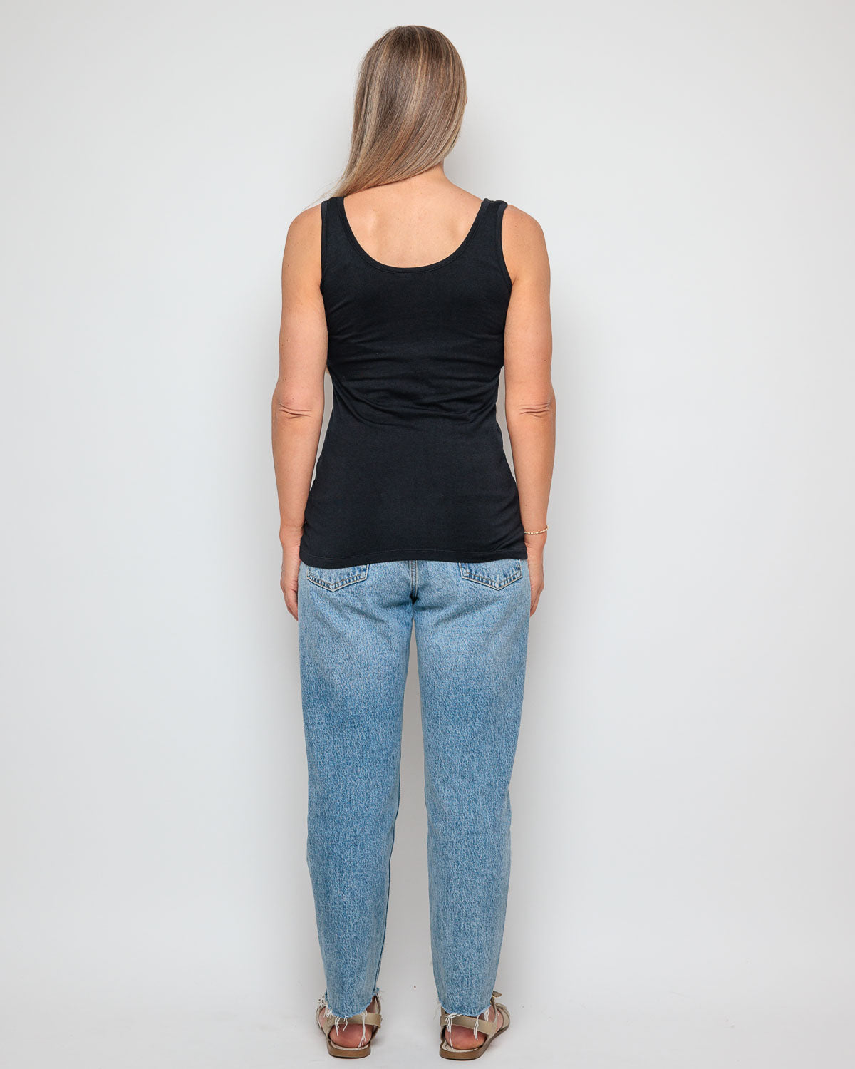 Vest Top in Black Organic Cotton for women