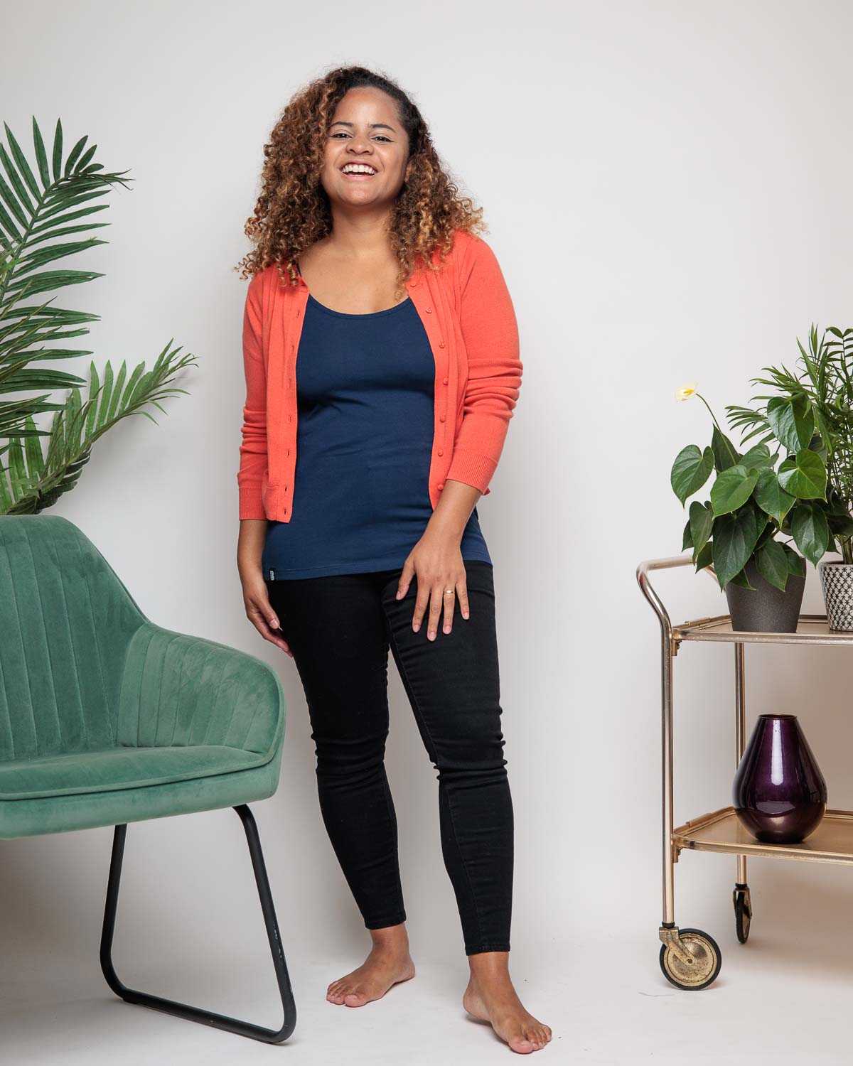 Vest Top in Navy Blue Organic Cotton for women