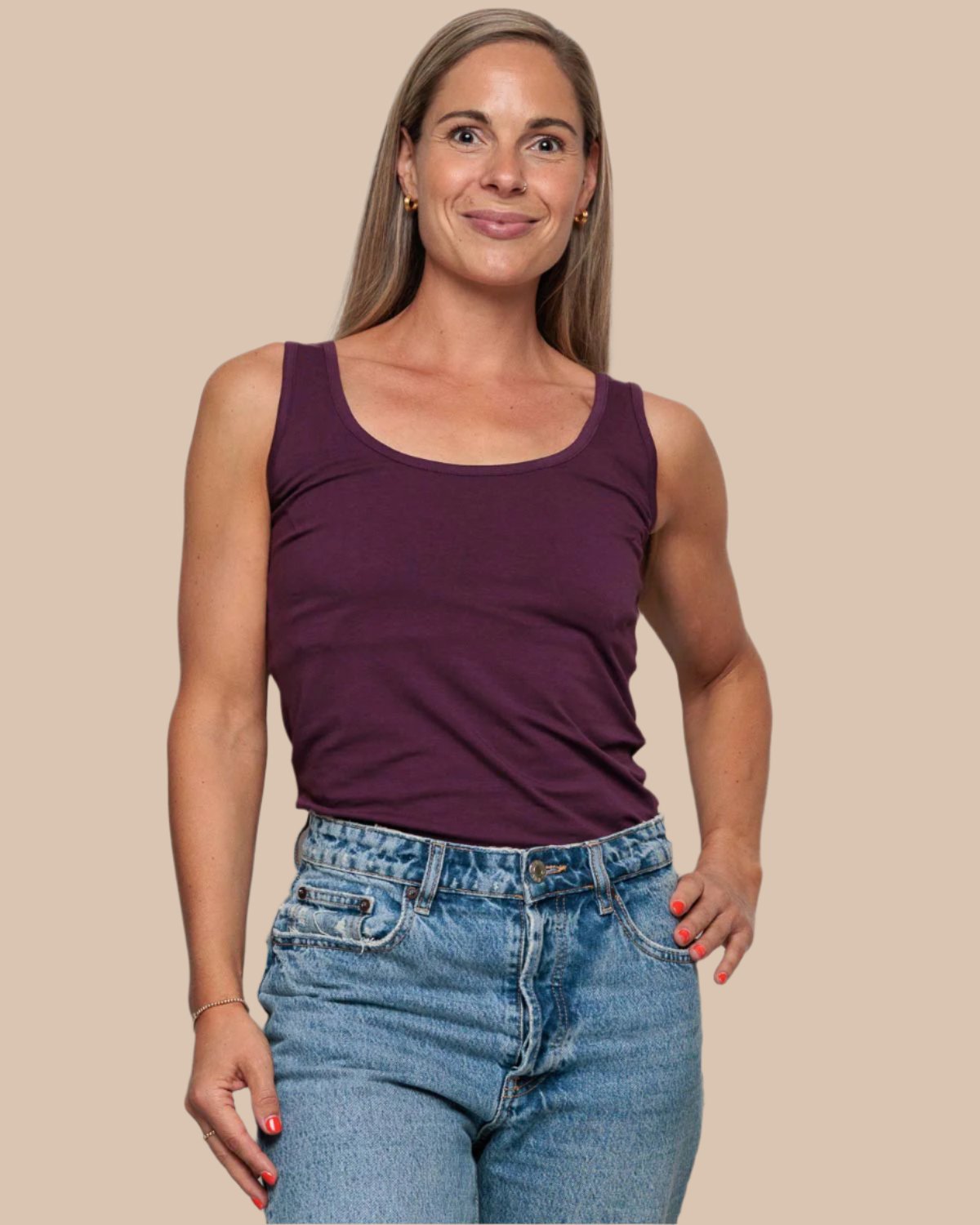 Vest Top in Plum Organic Cotton for women