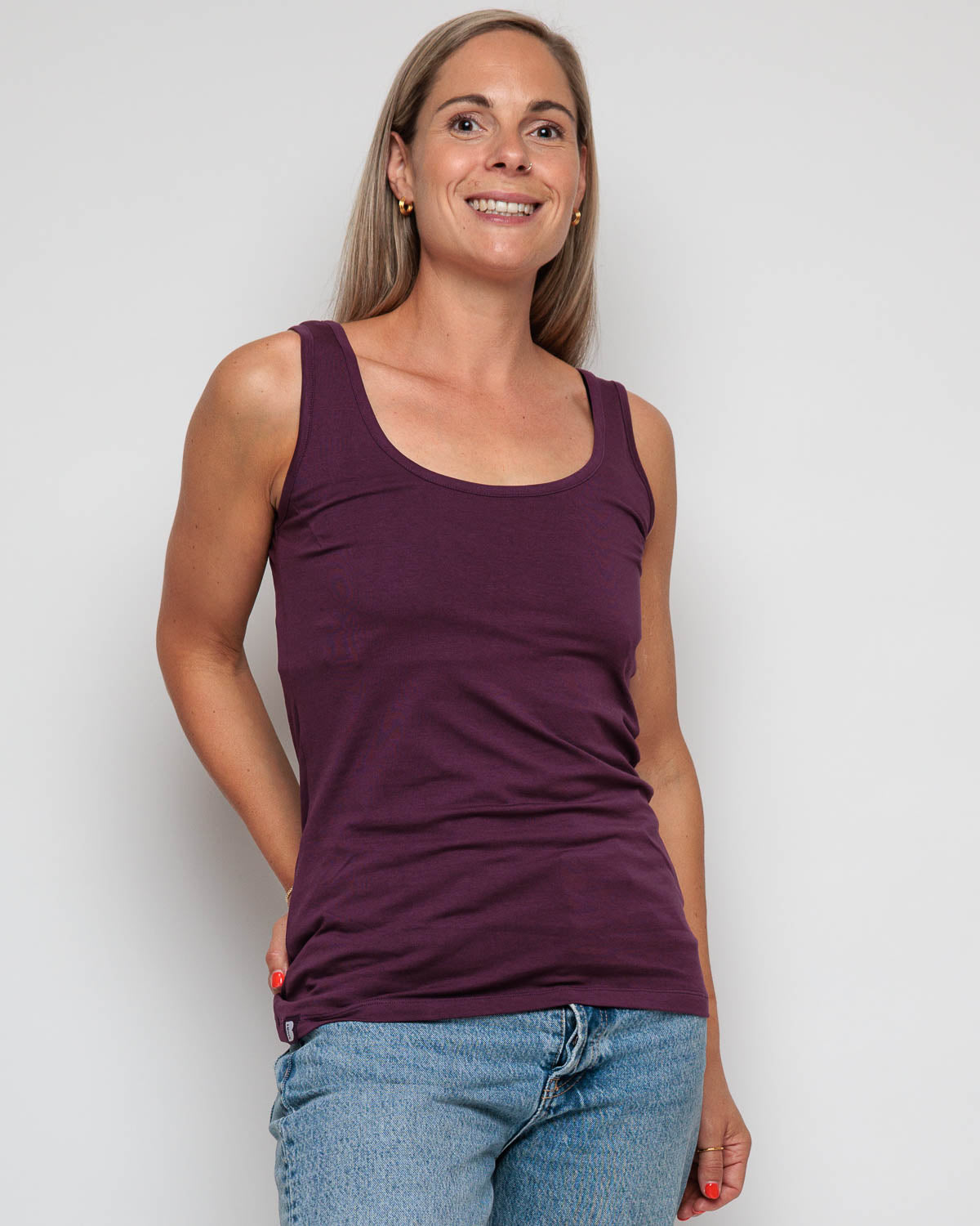 Vest Top in Plum Organic Cotton for women