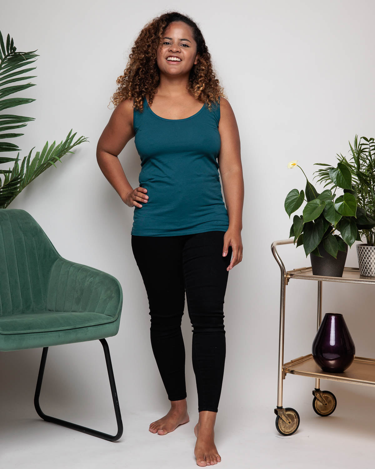 Vest Top in Teal Organic Cotton for women