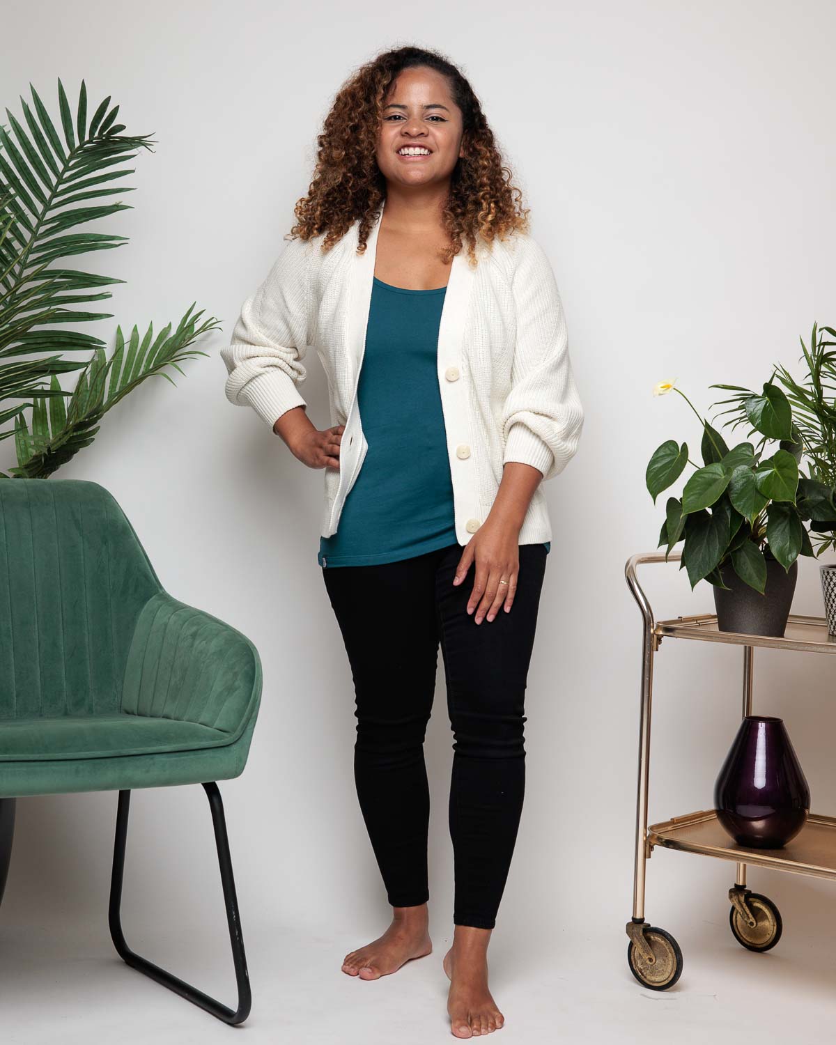 Vest Top in Teal Organic Cotton for women