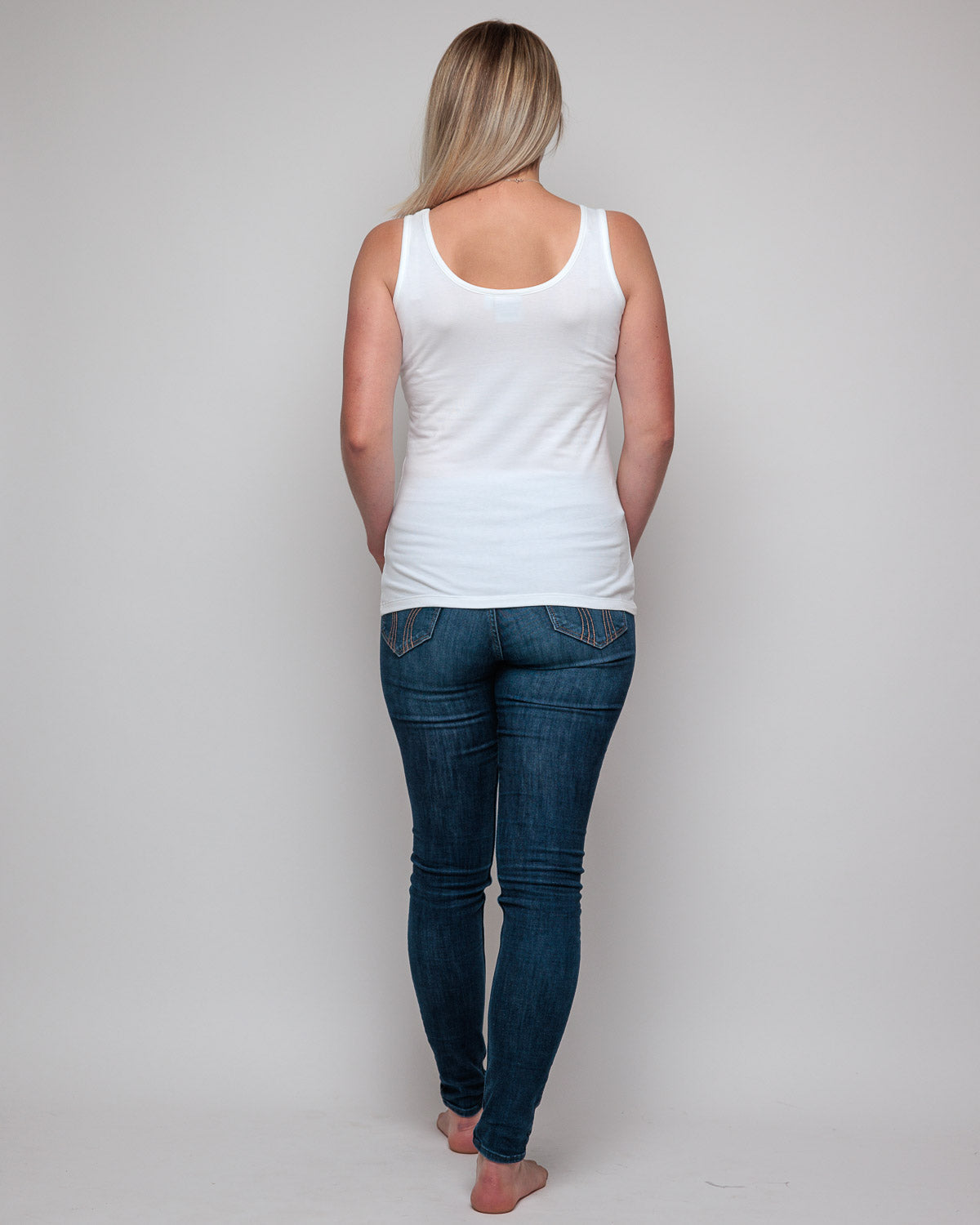 Vest Top in White Organic Cotton for women