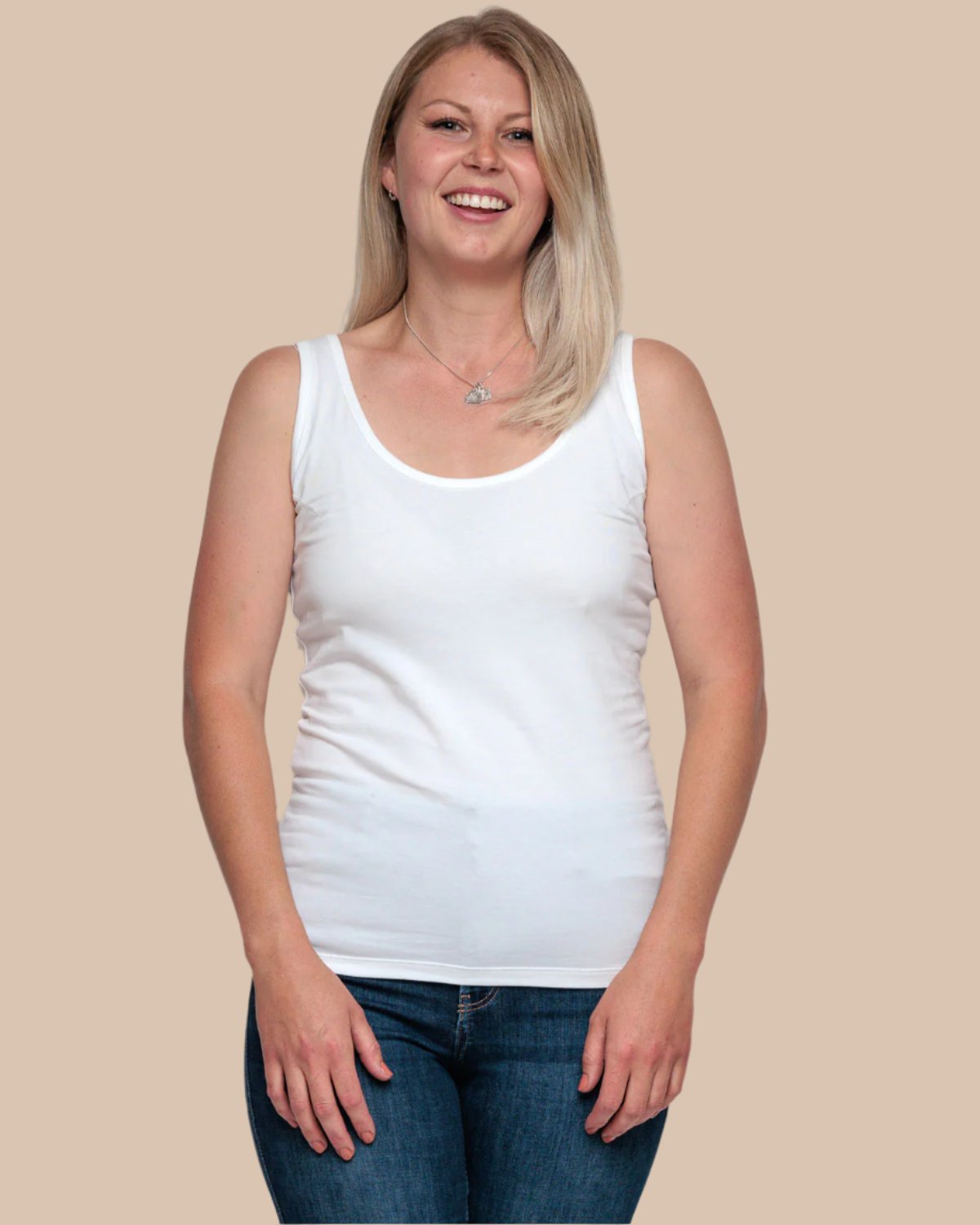 Vest Top in White Organic Cotton for women
