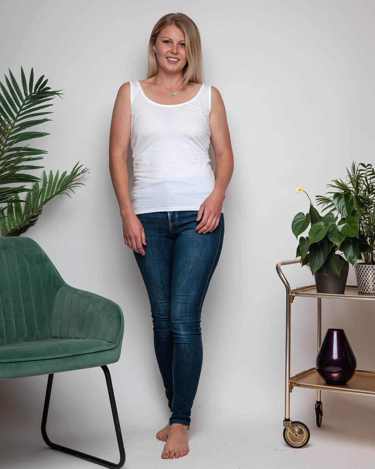 Vest Top in White Organic Cotton for women