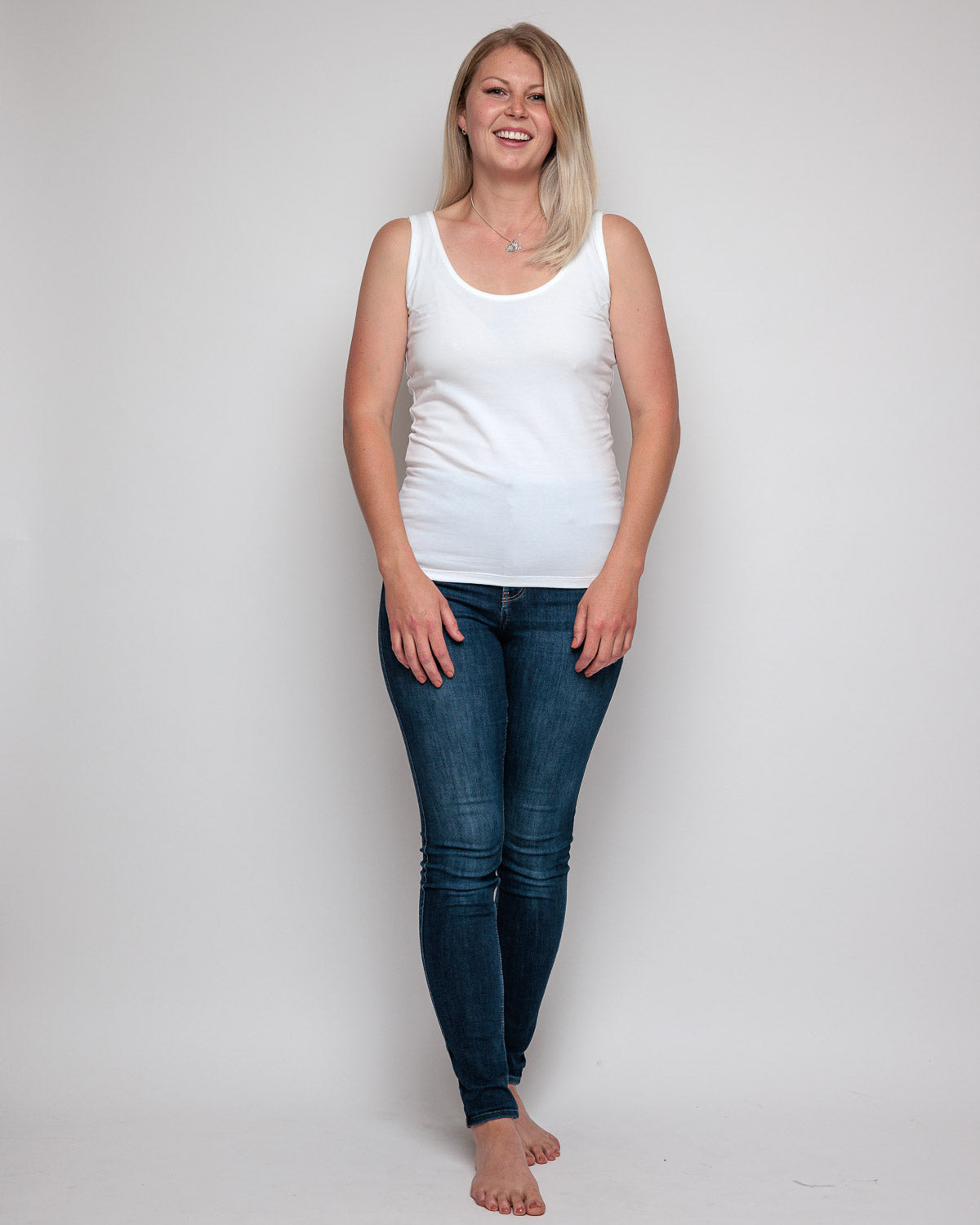 Vest Top in White Organic Cotton for women