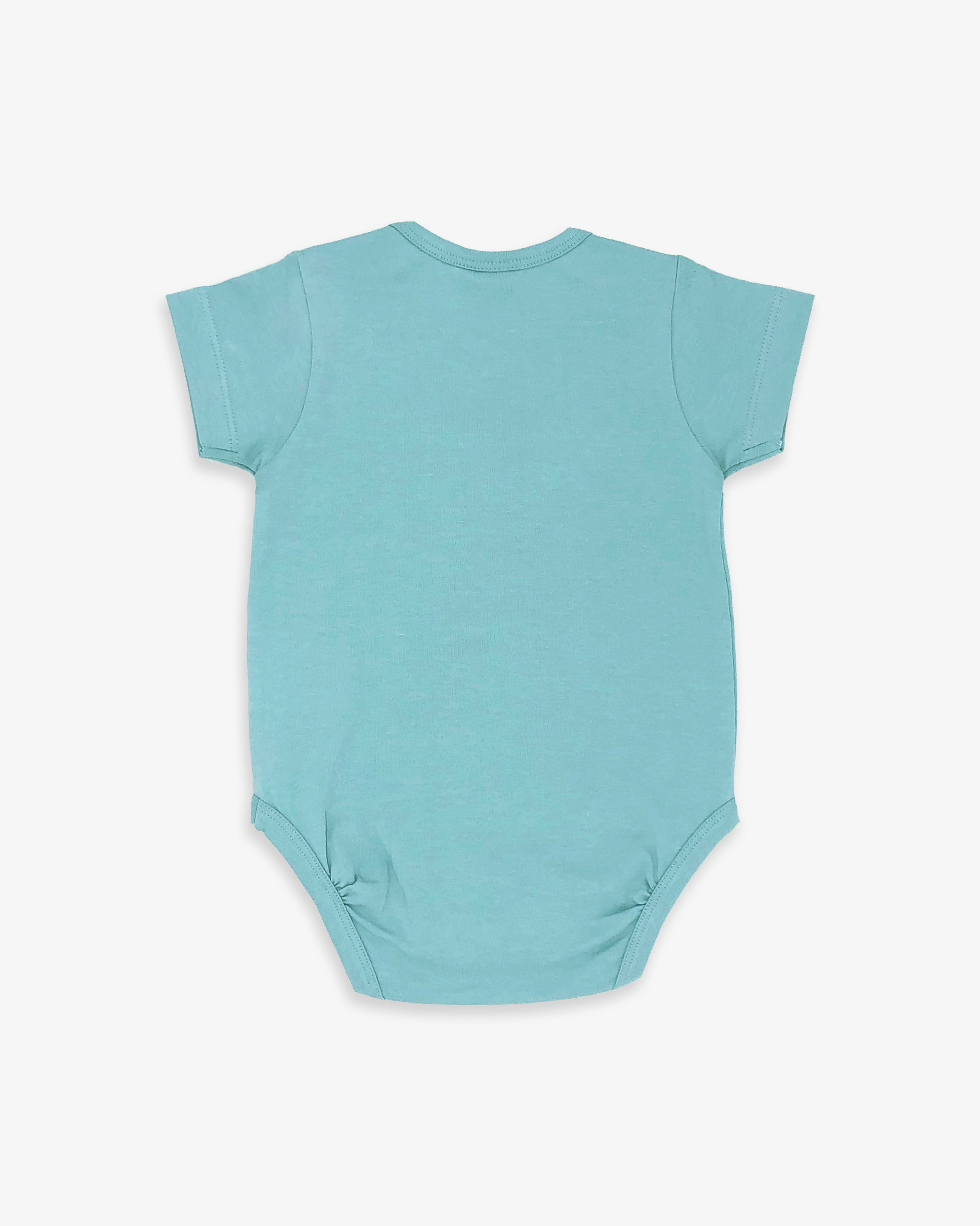 Organic Short Sleeve Bodysuit in Aquamarine