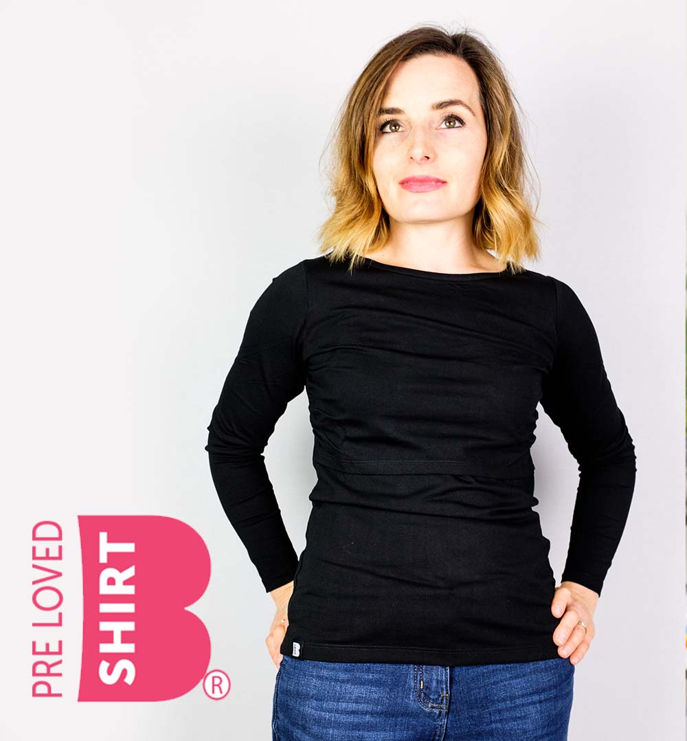 Organic Long Sleeve Breastfeeding Top in Black *PreLoved*