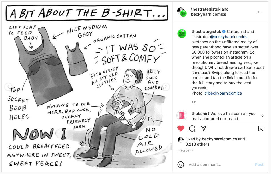 Bshirt mentioned by New York Magazine Cartoonist Becky Barnicoat!