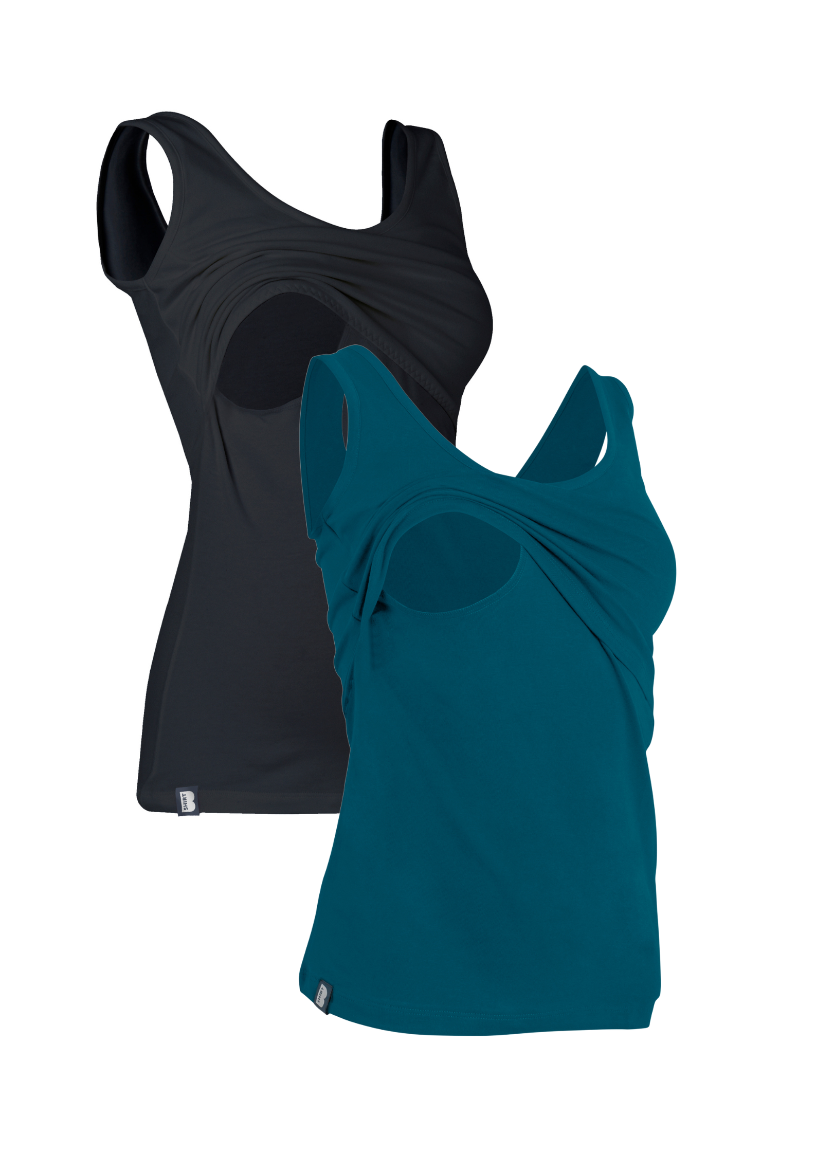 Bshirt Nursing Vest - Twin Pack -Black & Teal