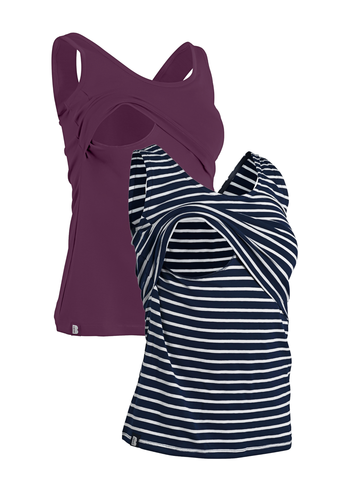 Nursing Vest Twin Pack & Navy White Stripes