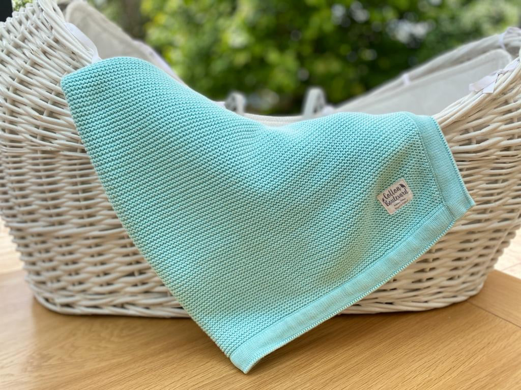 Aqua Organic Knitted Blanket – 100 X 80cm