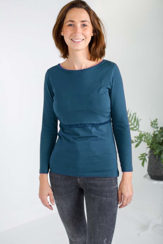 Bshirt Nursing long sleeve  (with lace) t-shirt in Teal