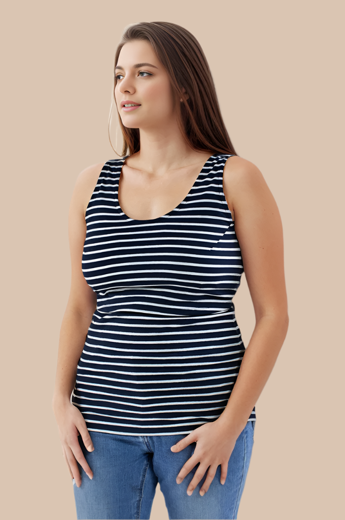 Nursing Vest Navy White Stripe