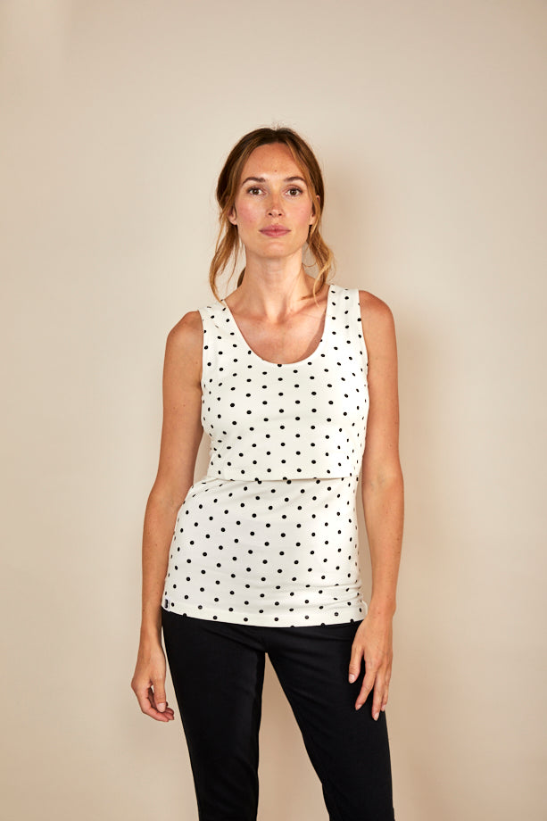 Nursing vest White Black Spots