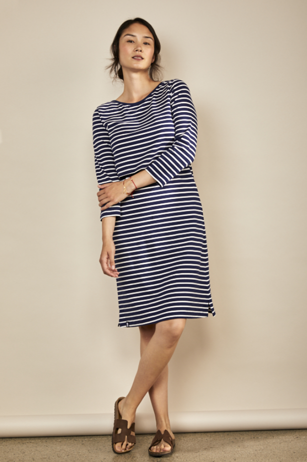Nursing dress Navy White Stripe