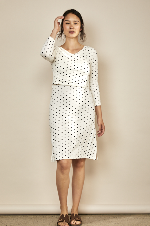 Nursing dress White Black Spots
