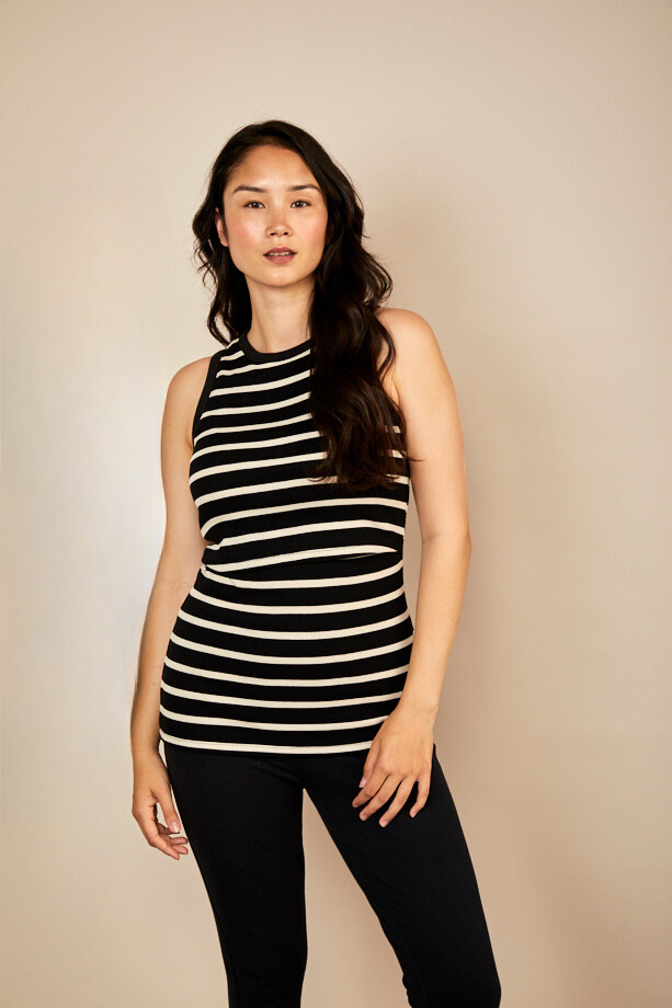 Nursing Rib Racer Vest Stripe