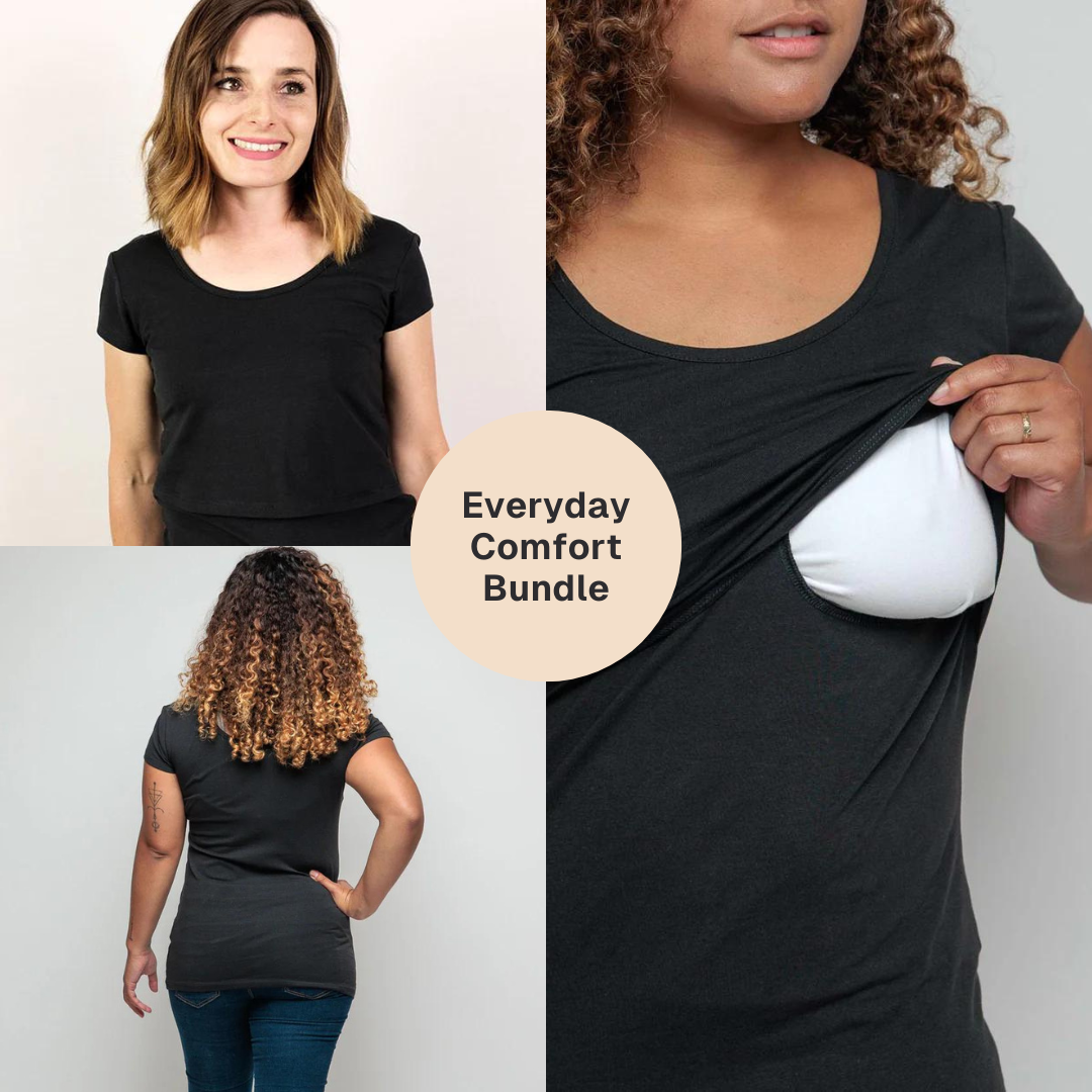 Bshirt Nursing short sleeve t-shirt Twin Pack- Black & Black