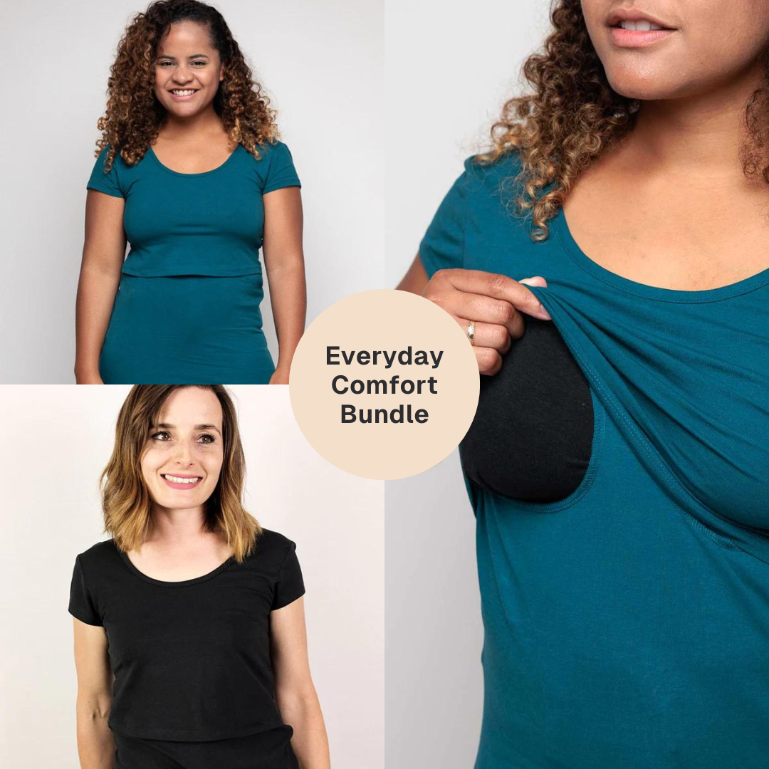 Bshirt Nursing short sleeve t-shirt Twin Pack- Black & Teal