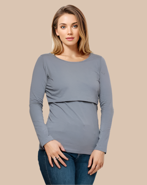 Nursing long sleeve t-shirt in Grey