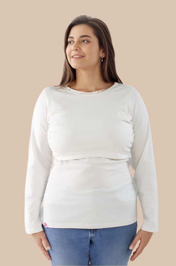Nursing long sleeve t-shirt in White