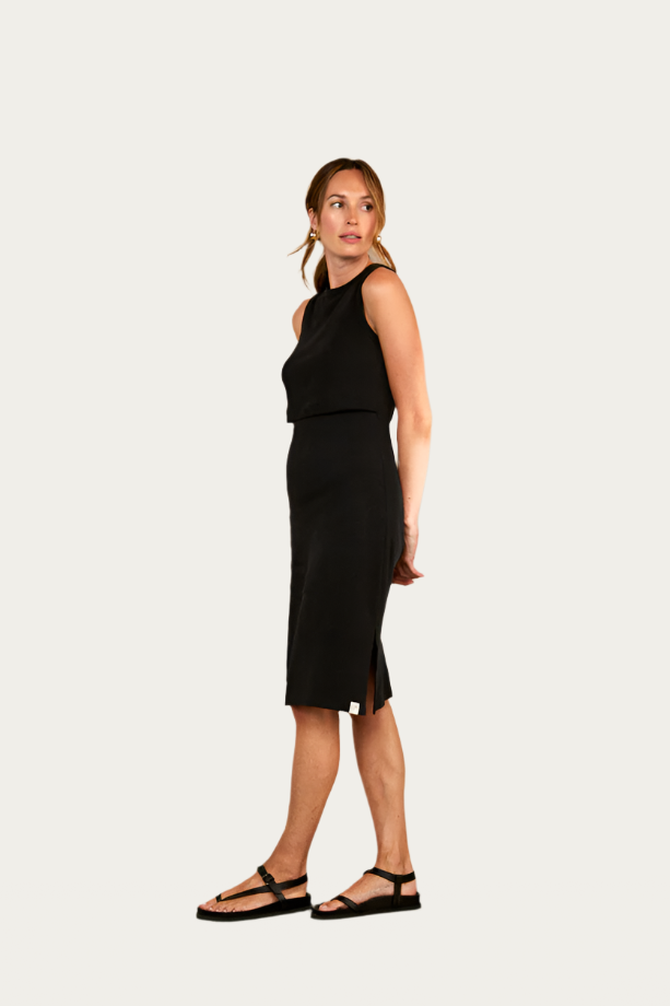 Bshirt Nursing Sleeveless Dress in Charcoal Black