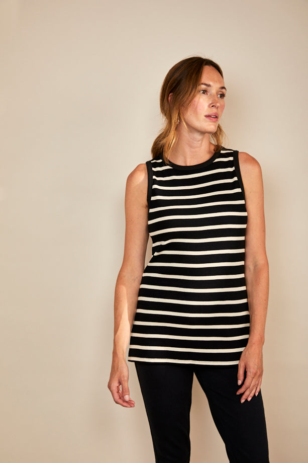 Rib Racer Vest White Stripe