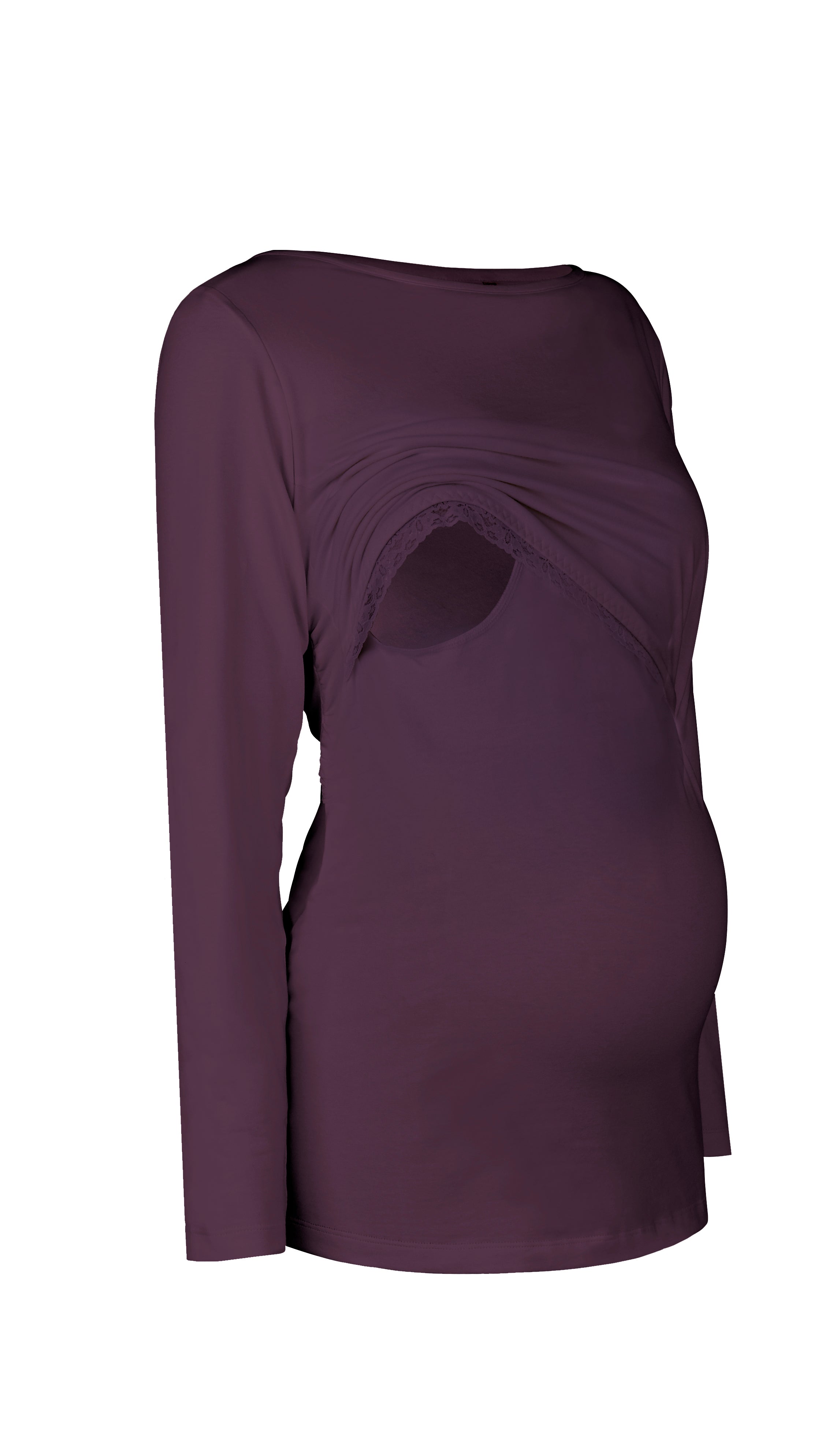 Bshirt Nursing long sleeve t-shirt (with lace) in Plum