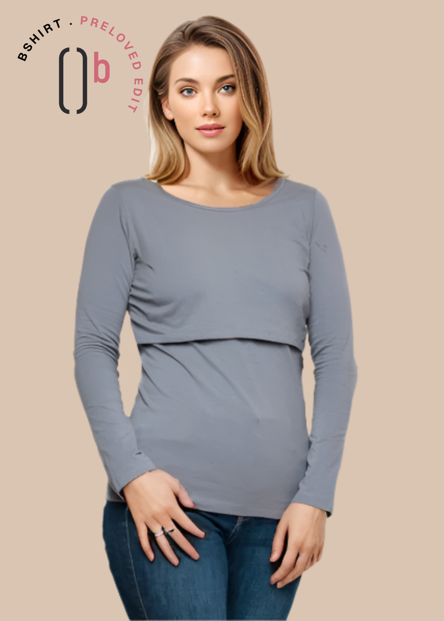 Organic Long Sleeve Breastfeeding Top in Storm Grey *PreLoved*