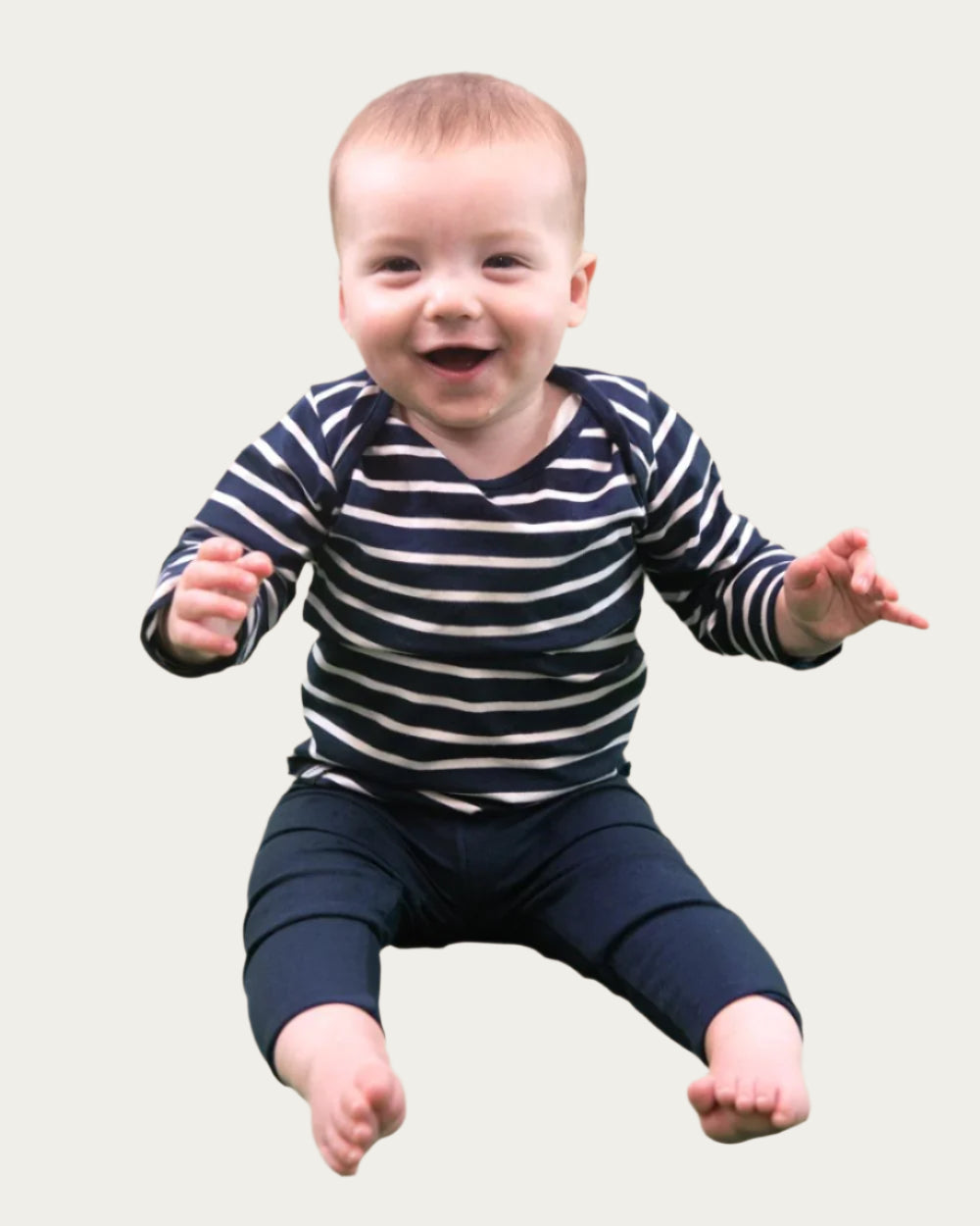 Bshirt Baby Long Sleeve T-shirt in Navy Stripes