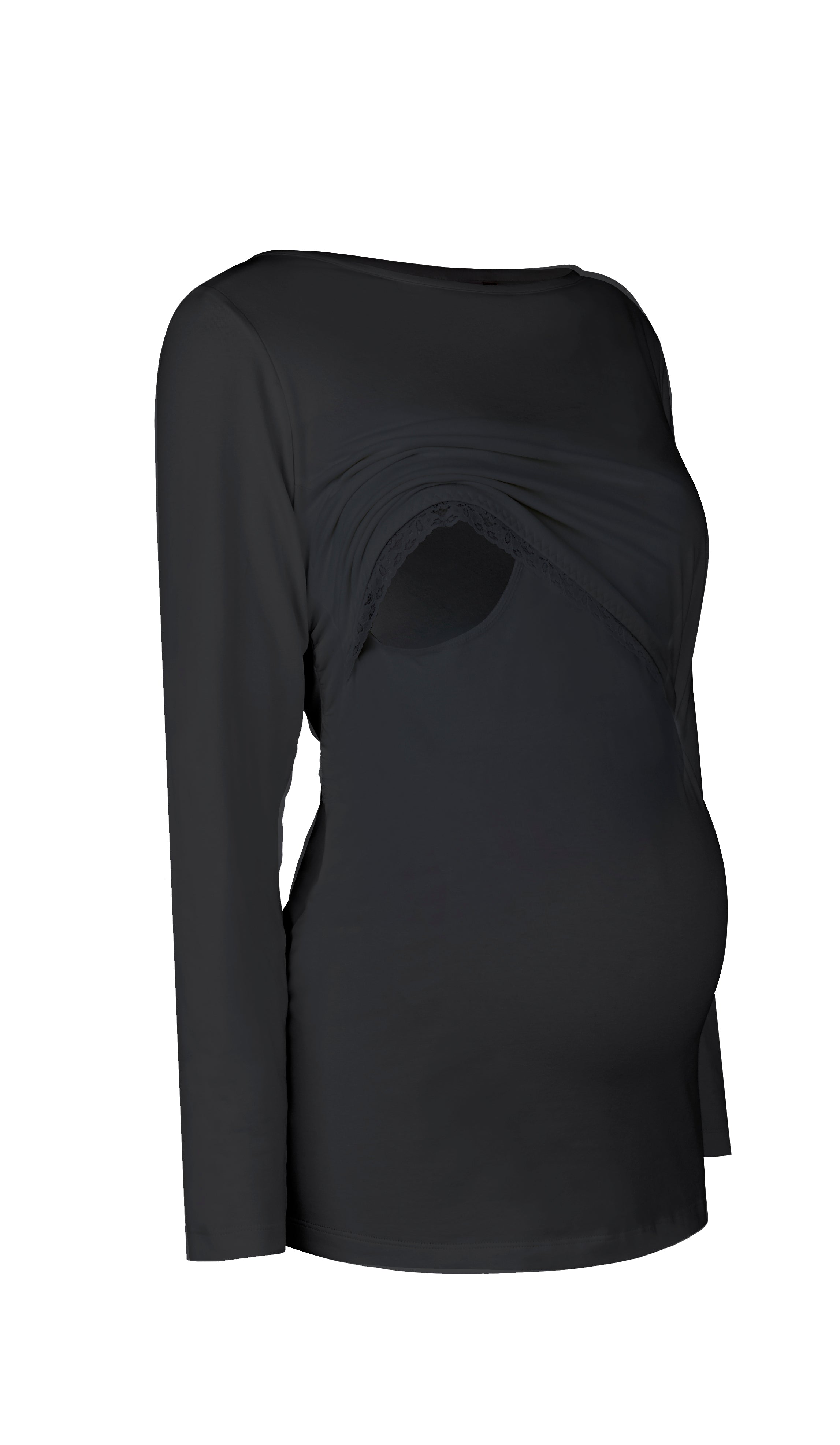 Bshirt Nursing long sleeve t-shirt (with lace) in Black