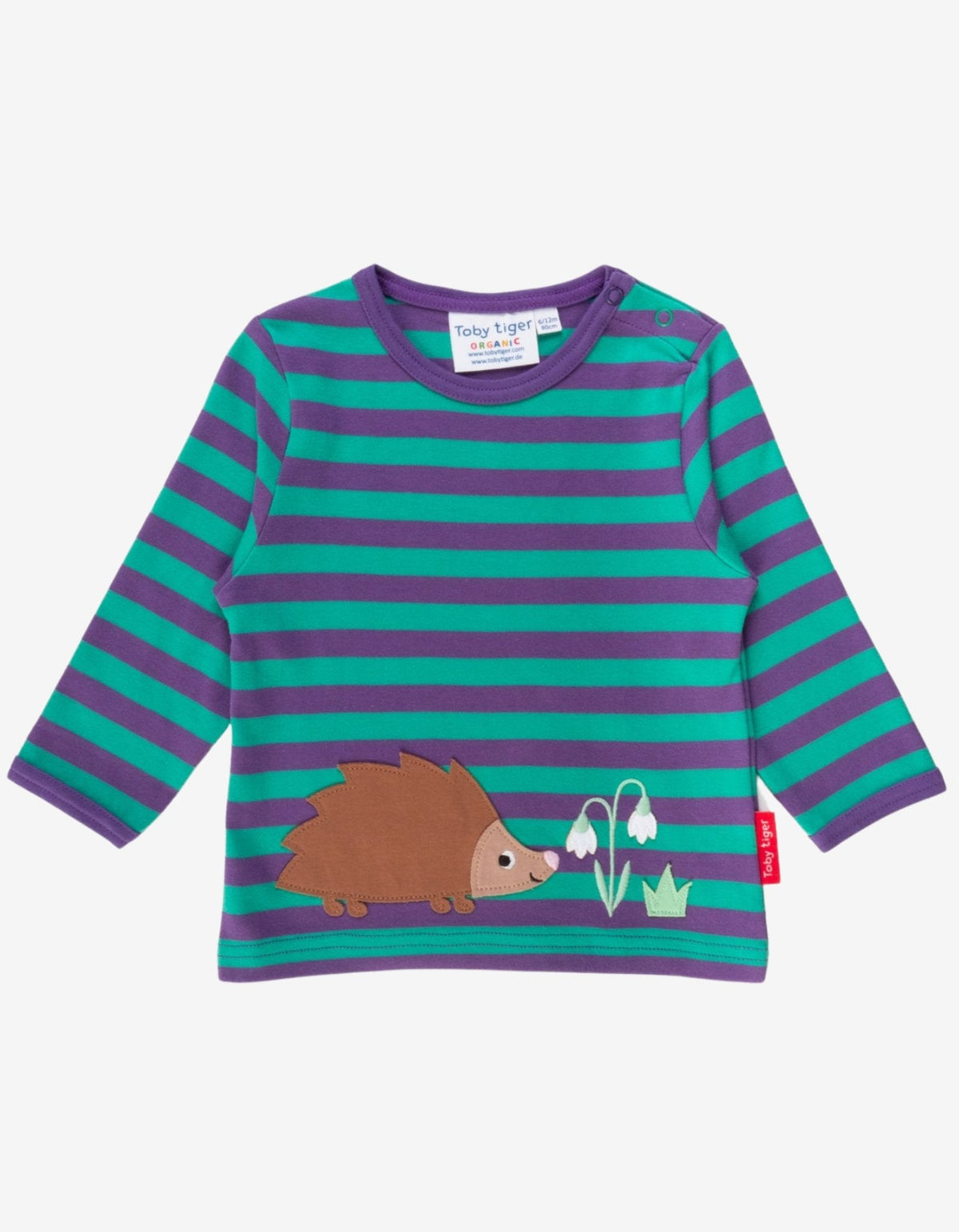 Organic Hedgehog Applique Long Sleeved T Shirt