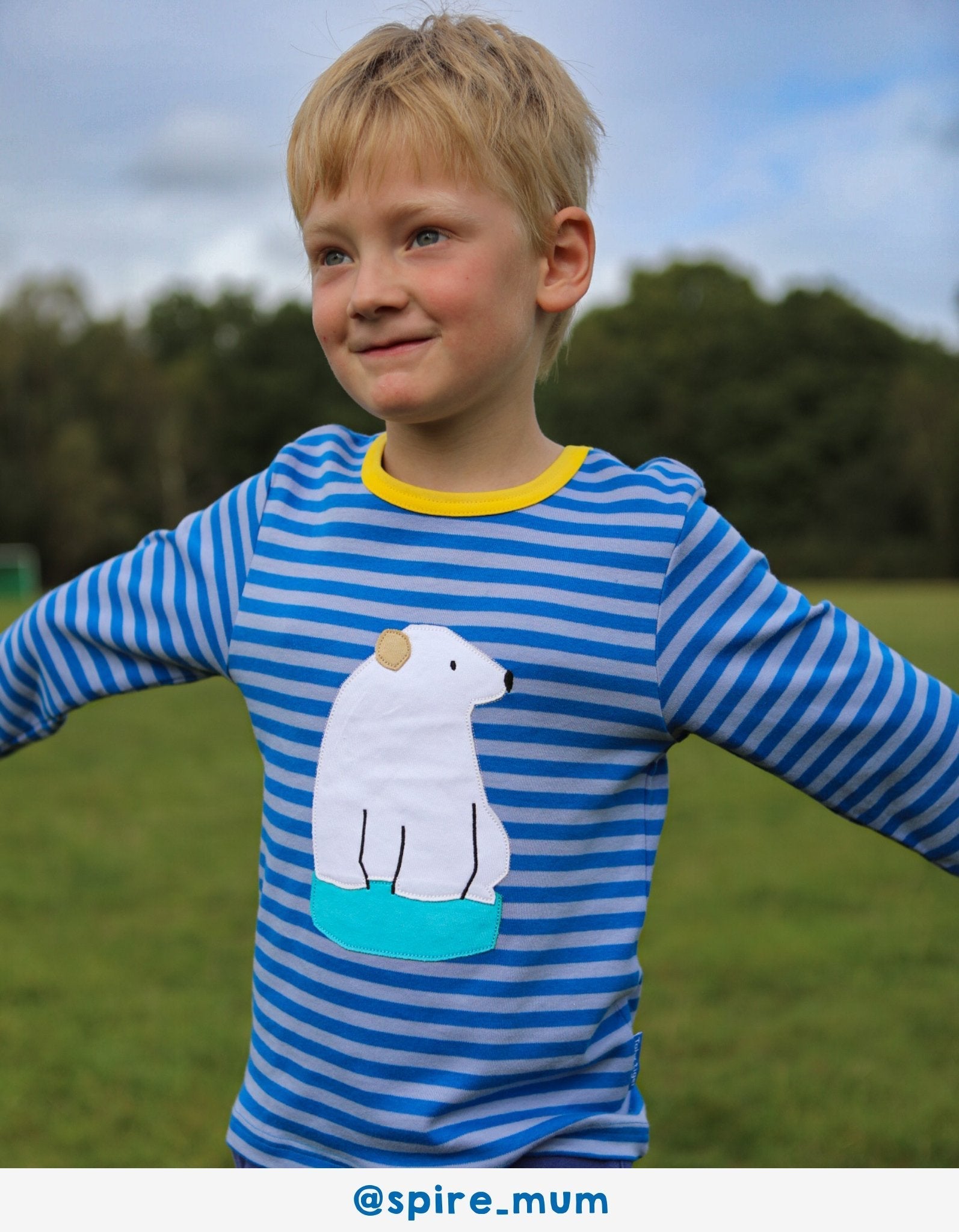 Organic Polar Bear Applique Long-Sleeved T-Shirt